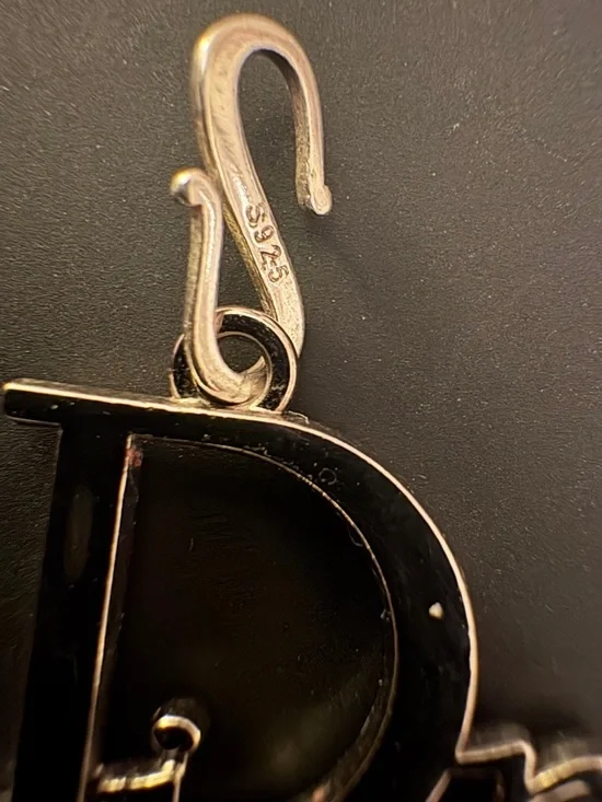 Christian Dior Logo Charm Pendant Silver Tone w/ 925 Detail Statement Piece - Picture 3 of 4